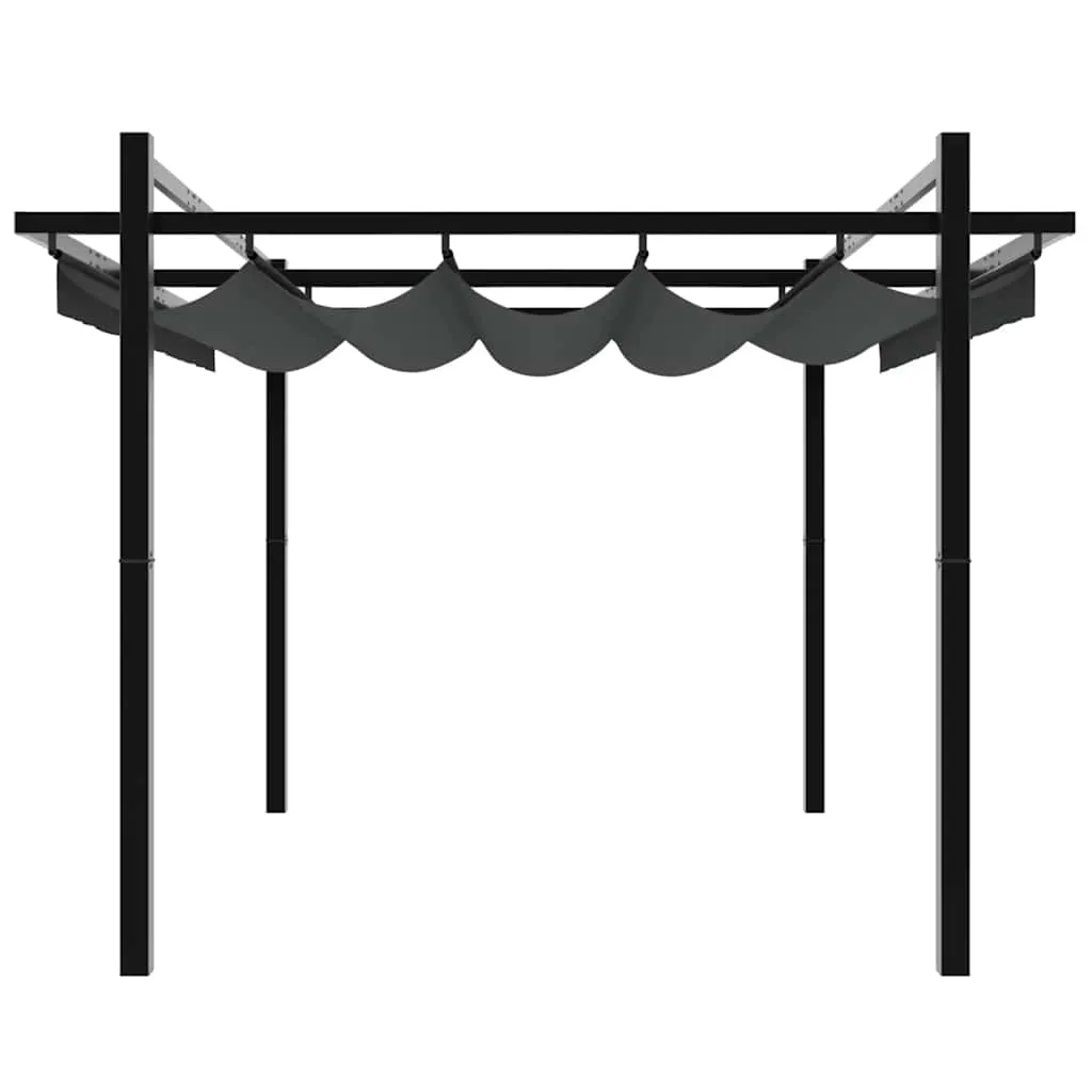 Gartenpavillon 309,5x297x233 cm Anthrazit mit Aluminiumrahmen und einziehbarem Dach