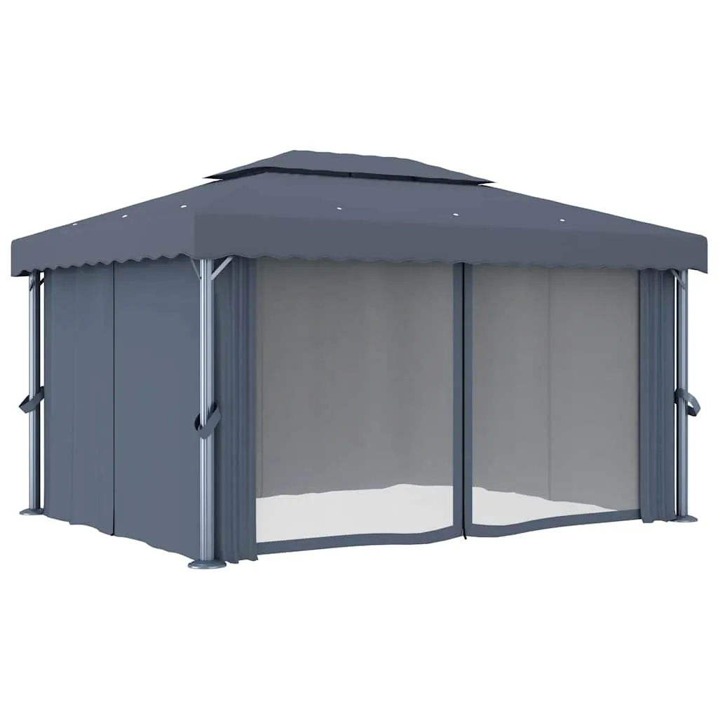 Pavillon 4x3 m Anthrazit mit Aluminium- und Stahlgestell