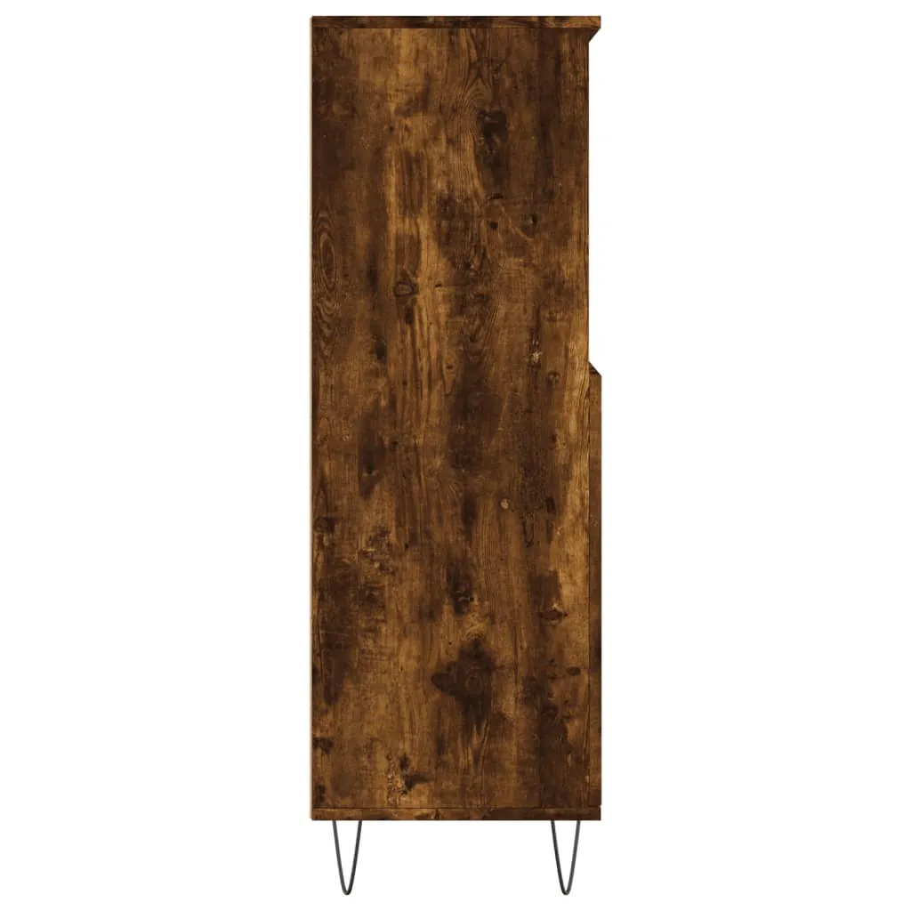 Highboard 60 x 36 x 110 cm in Räuchereiche mit Metallfüßen