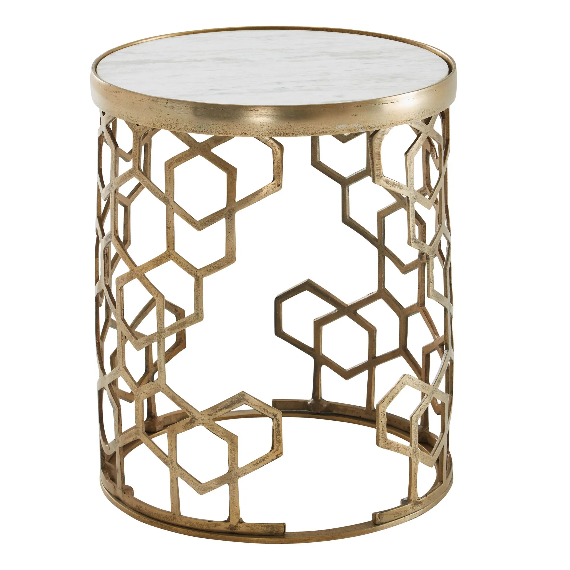 Wohnling Beistelltisch Echter Marmor Weiß 46x46x55 cm Anstelltisch Metall Gold Wohnling Beistelltisch Echter Marmor Weiß 46x46x55 cm Anstelltisch Metall Gold