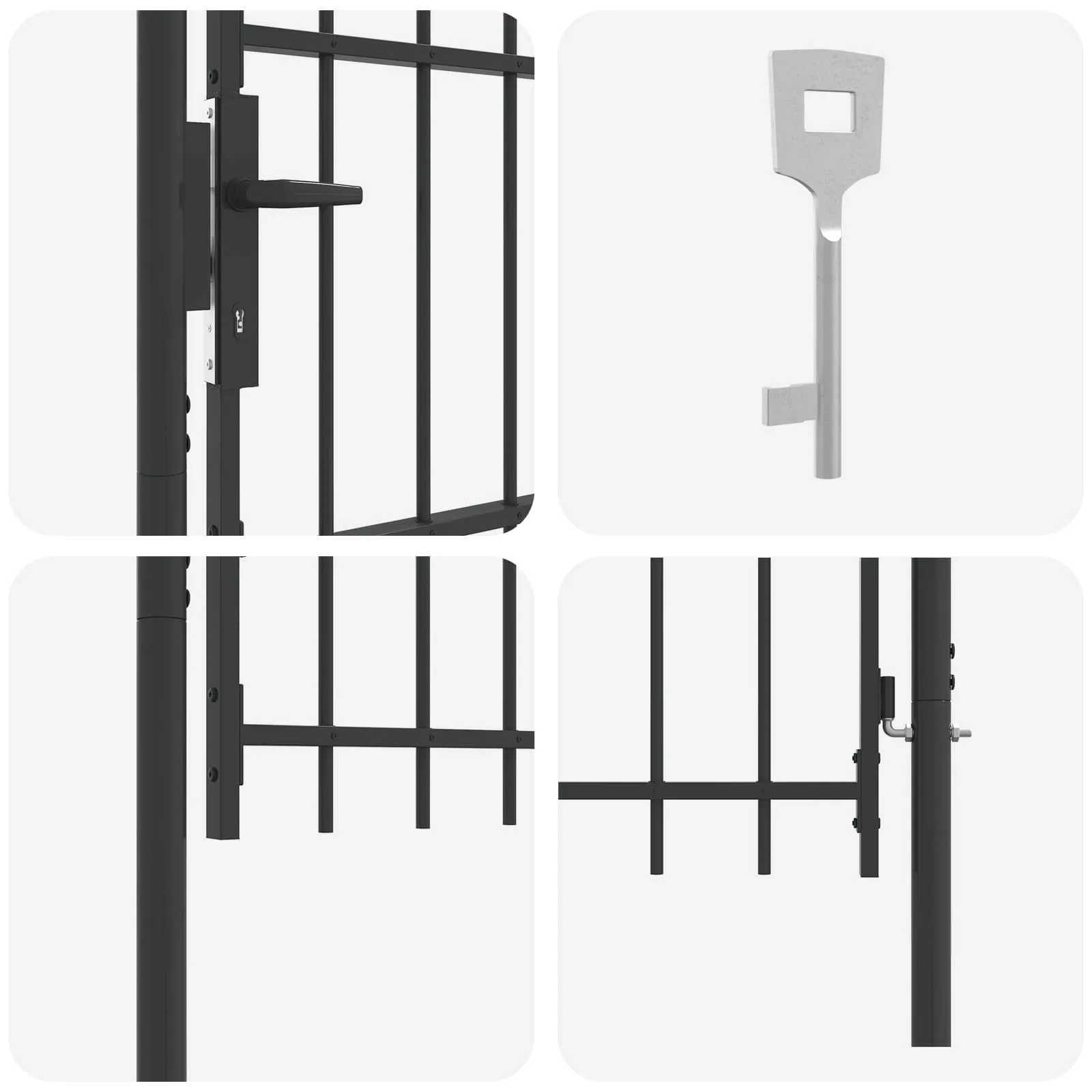 Zauntor BOXTEL 103 x 250 cm Pulverbeschichteter Stahl Grau