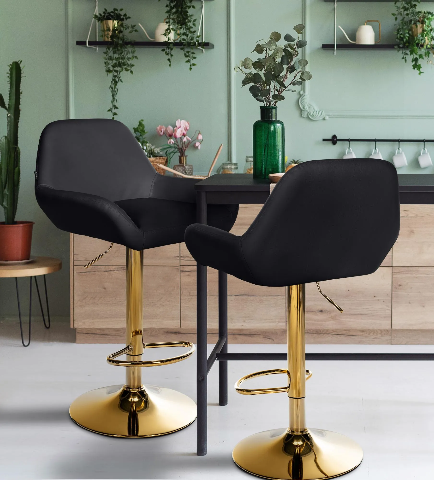 Kunstleder Hocker 51x52x89 cm schwarz