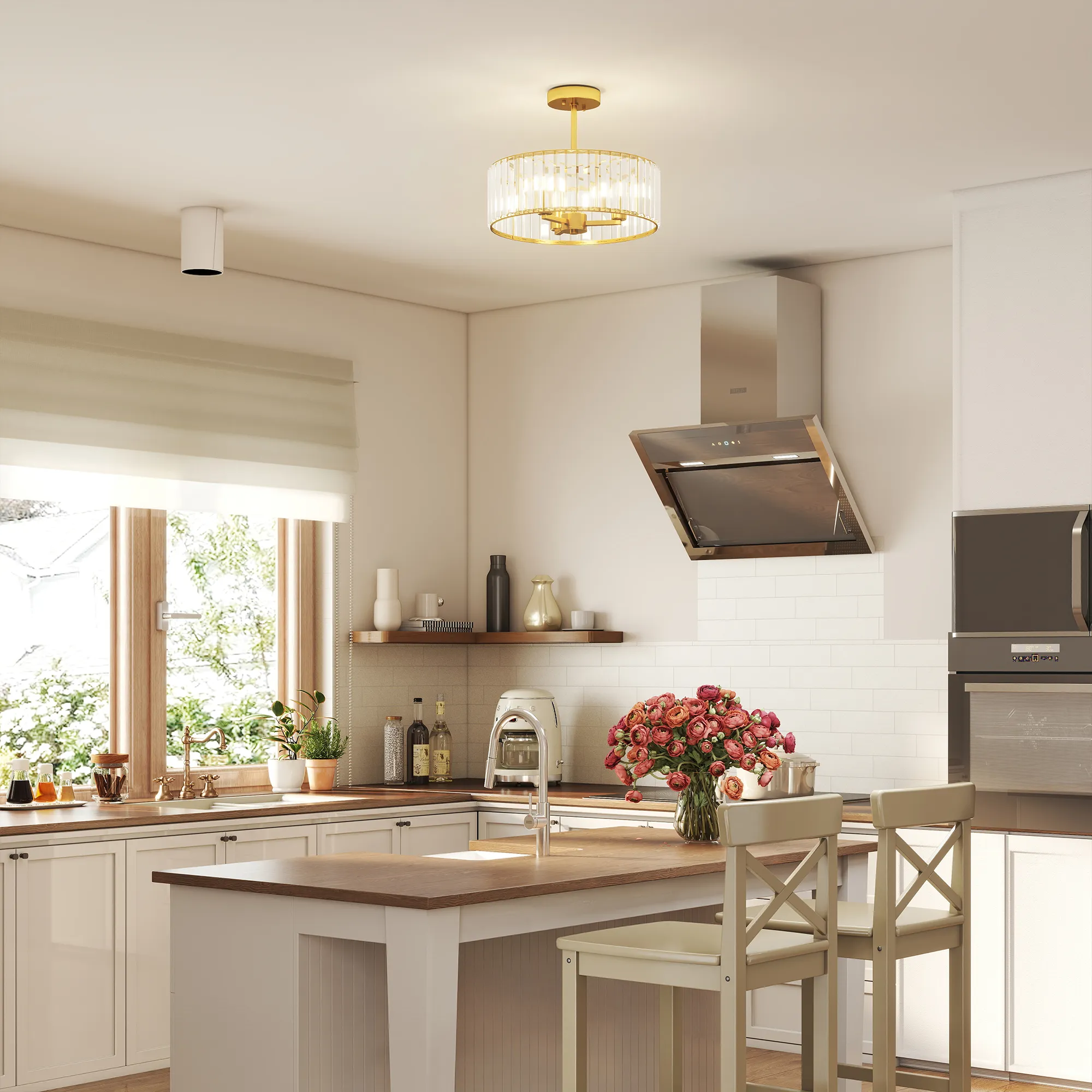 Kronleuchter-Deckenlicht Ø39 x 32H cm in Goldton
