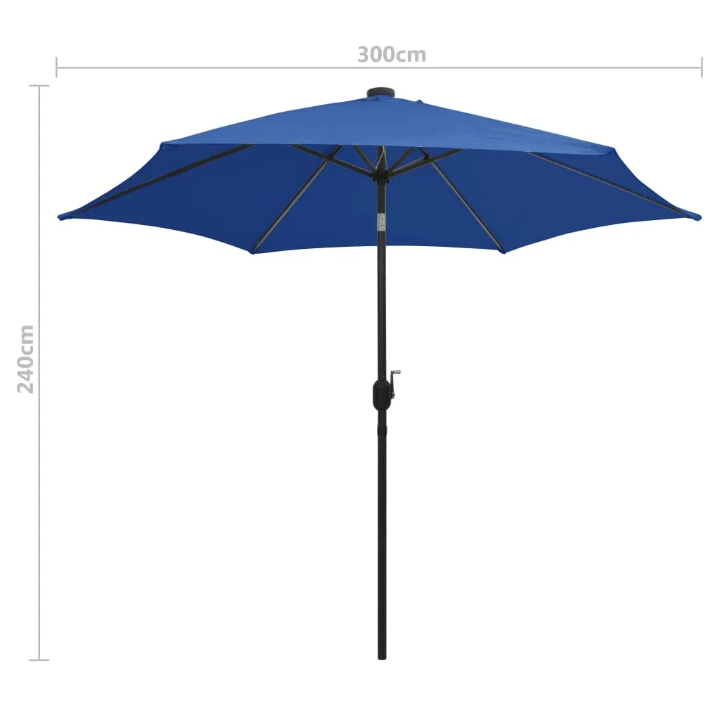 Sonnenschirm Azurblau 300 x 240 cm mit LED und Kurbel