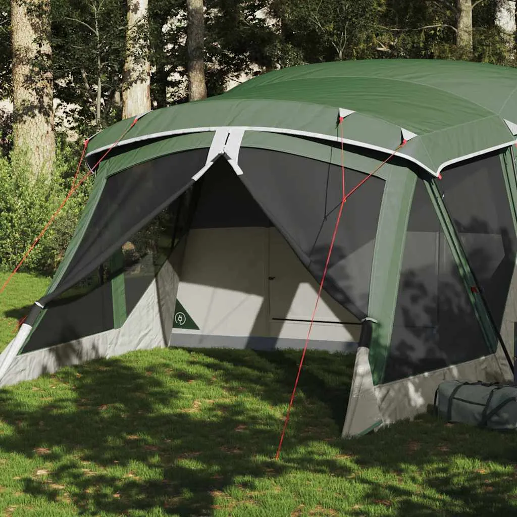 Campingzelt Grün 515x370x220 cm wasserdicht mit Vorzelt und Überzelt