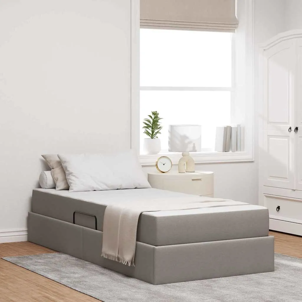 Aufbewahrungsbett mit Matratze 90 x 200 cm Taupe