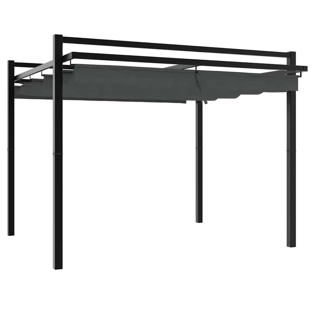 Gartenpavillon 309,5x297x233 cm Anthrazit mit Aluminiumrahmen und einziehbarem Dach