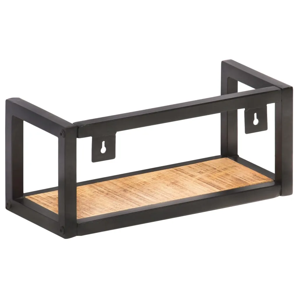 tinkaro Hängeregale 2 Stk. KAREL Raues Mangoholz Wandregale Braun/Schwarz