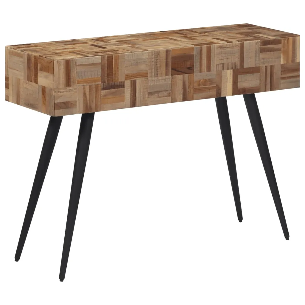 Konsolentisch aus Naturholz mit Eisengestell 110x34x80 cm Schwarz Grau