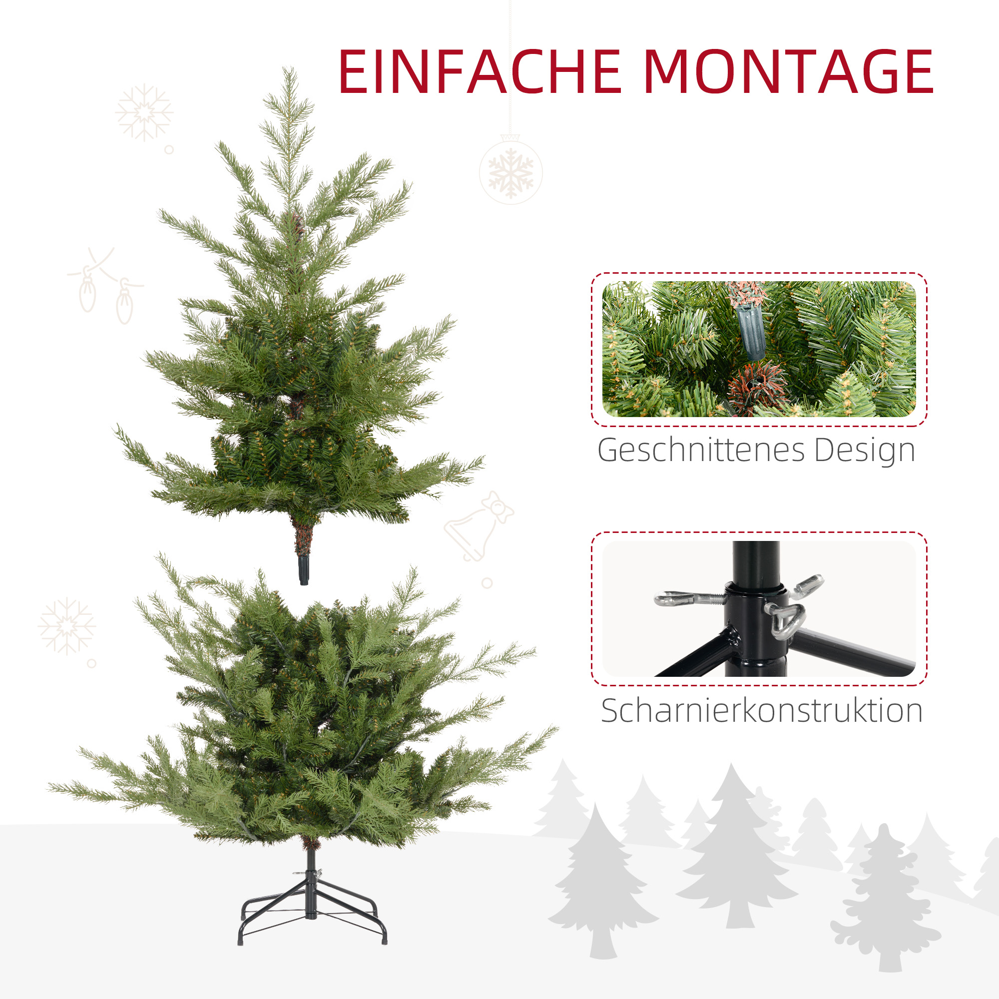 Kunsttanne Weihnachtsbaum realistisch Kunststoff, 150 cm, Grün