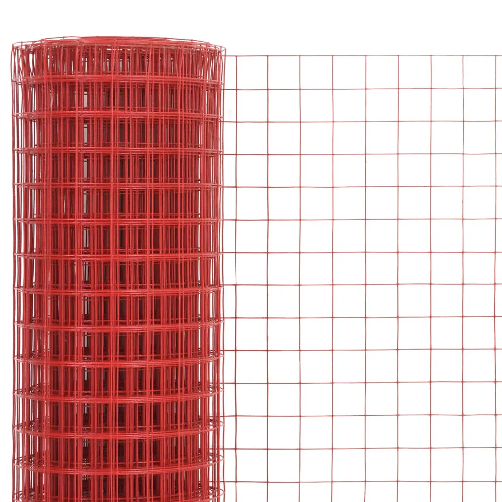 Maschendrahtzaun 10x0,5 m Rot mit PVC-beschichtetem Stahl