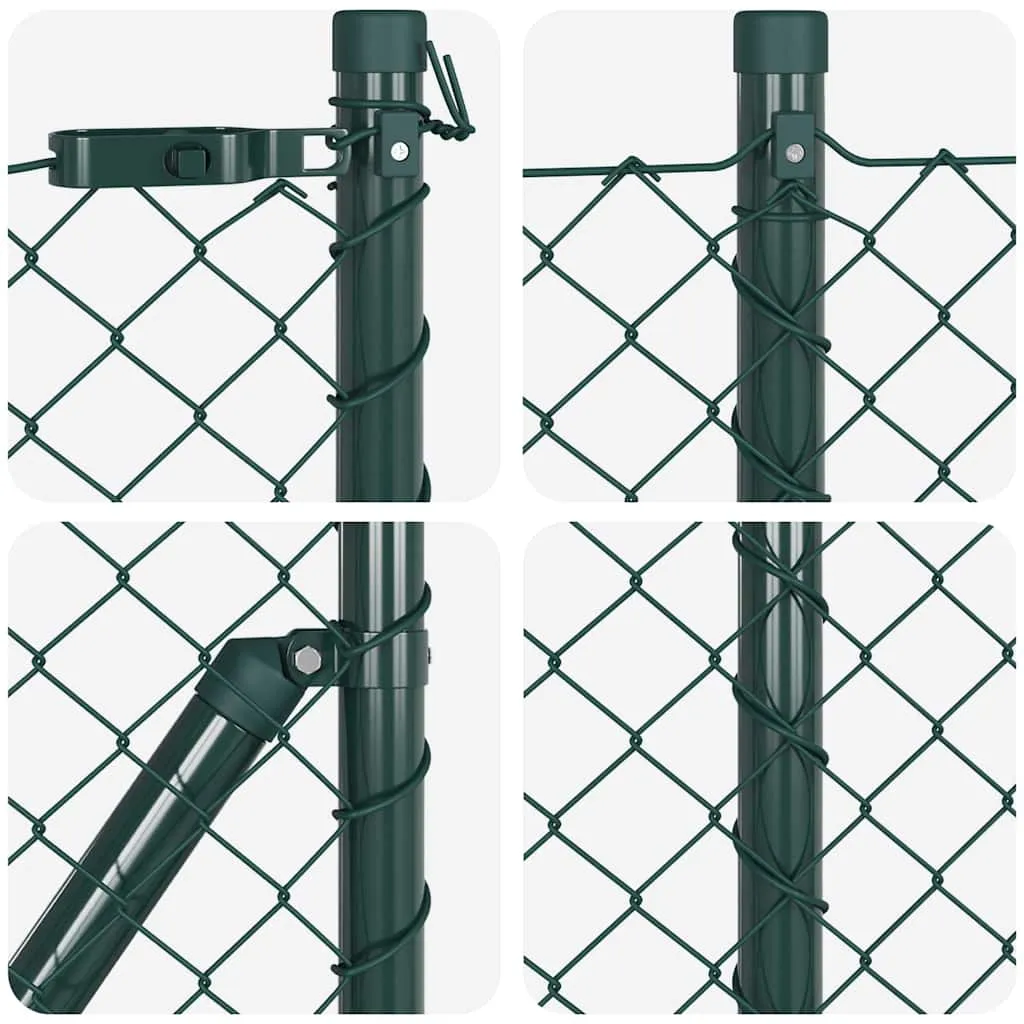 Zaunpfosten-Set Grün 1000 x 3,2 x 80 cm aus Stahl und PVC