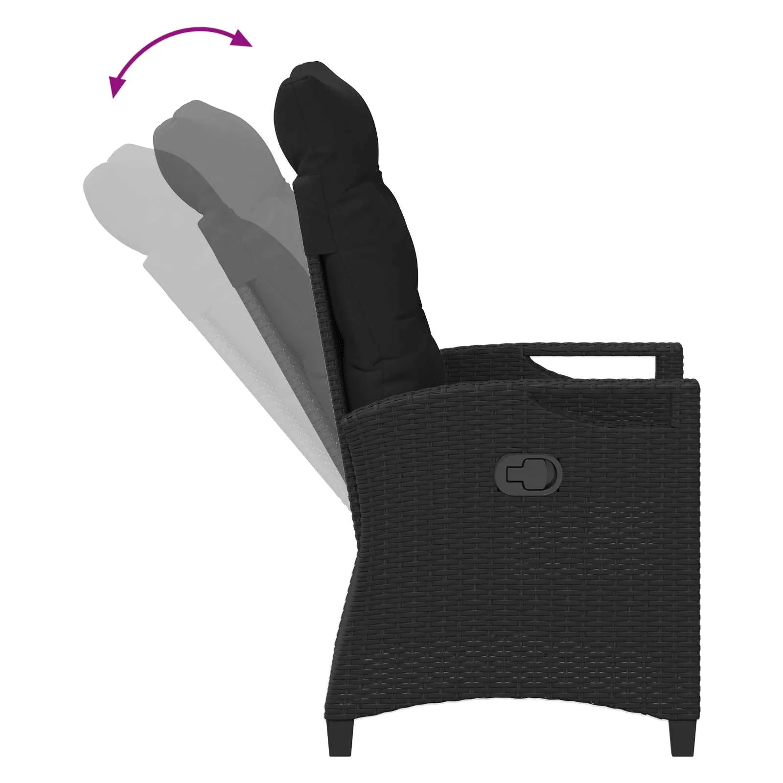 Verstellbarer Gartenstuhl mit Klapptisch 56x60x112 cm Schwarz
