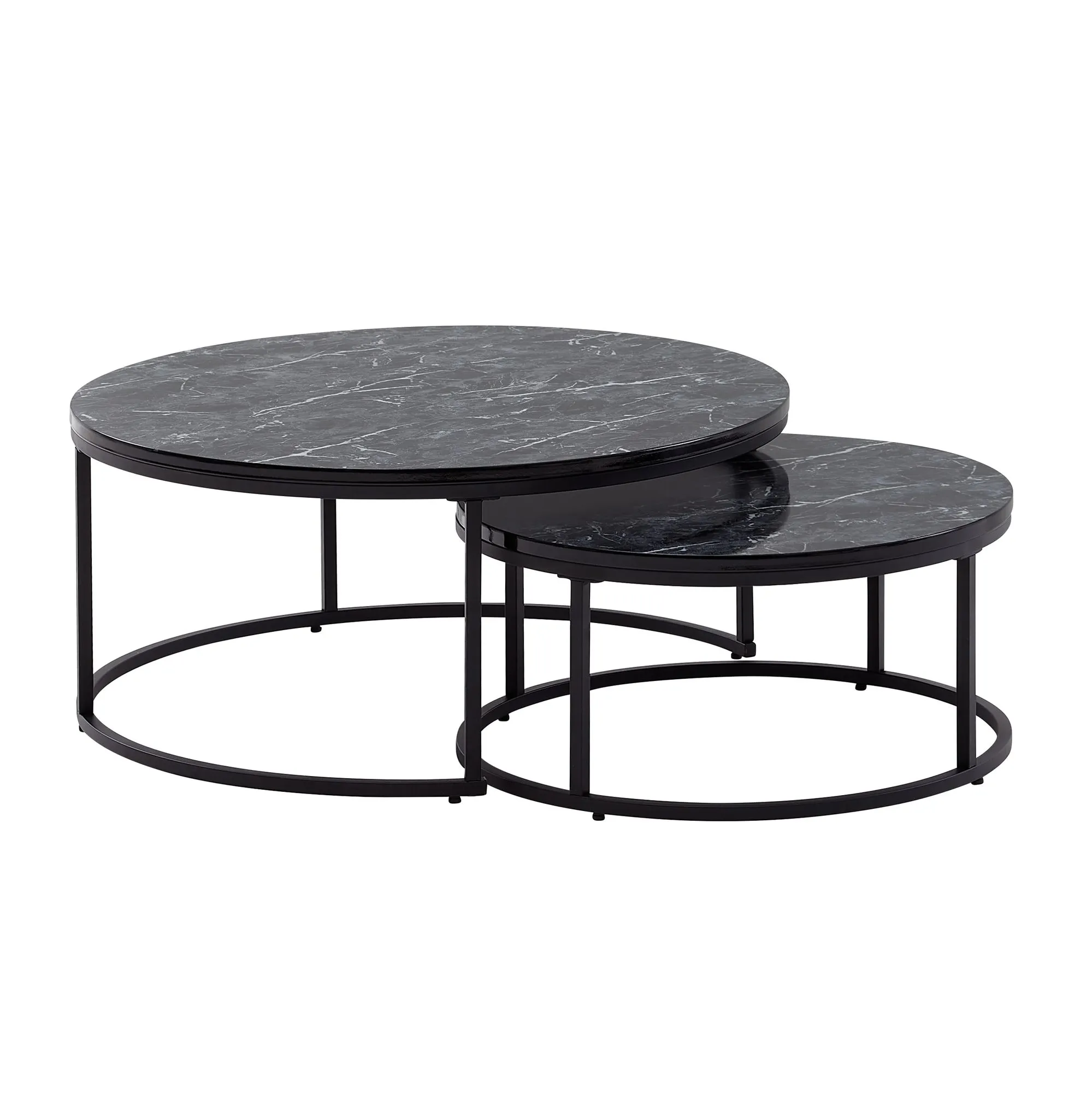 tinkaro Sofatisch Set YUVA Marmor Optik schwarz 2er Set Couchtisch modern tinkaro Sofatisch Set YUVA Marmor Optik schwarz 2er Set Couchtisch modern
