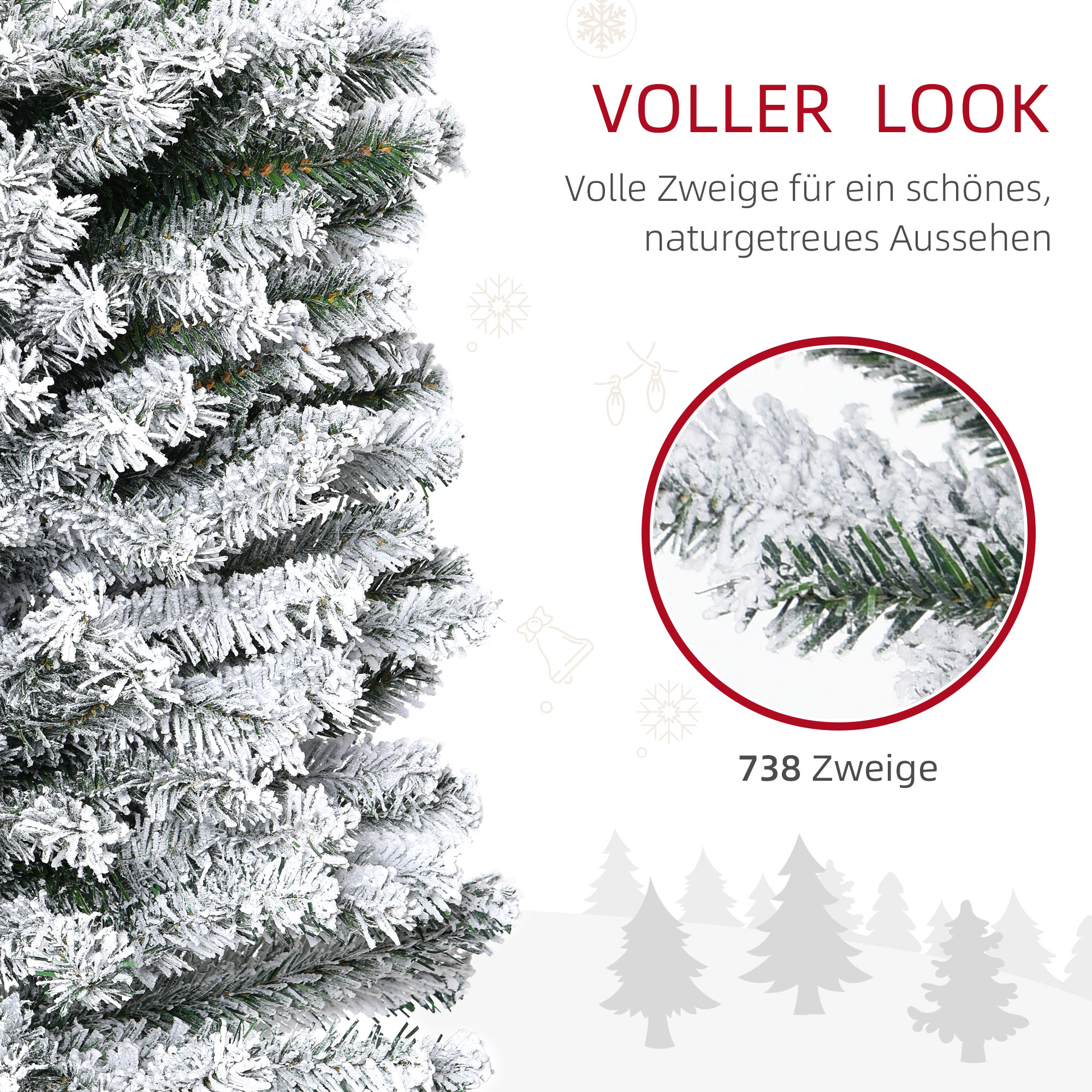 Künstlicher Weihnachtsbaum Bleistift Kiefer mit Schnee 180 cm Grün