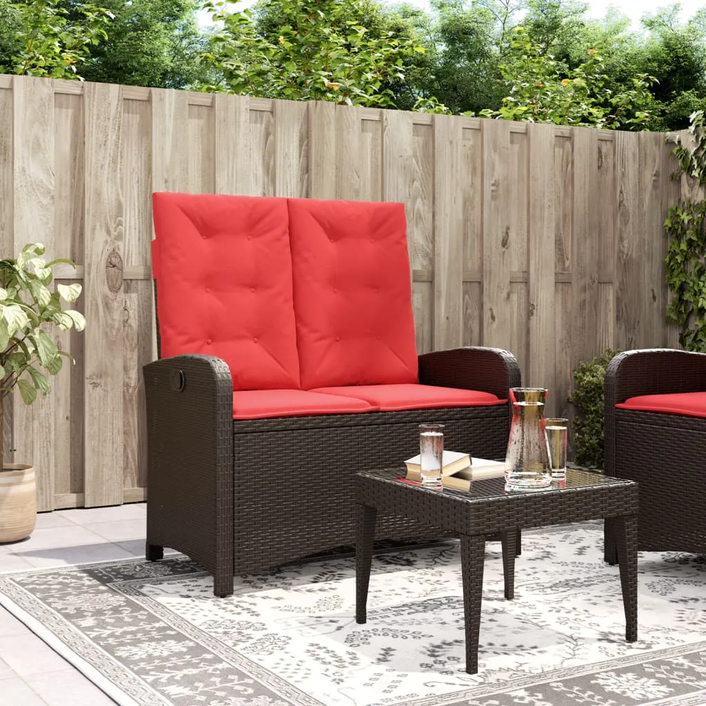 Garten-Relaxbank 105x59x93 cm Braun aus PE-Rattan und Stahl