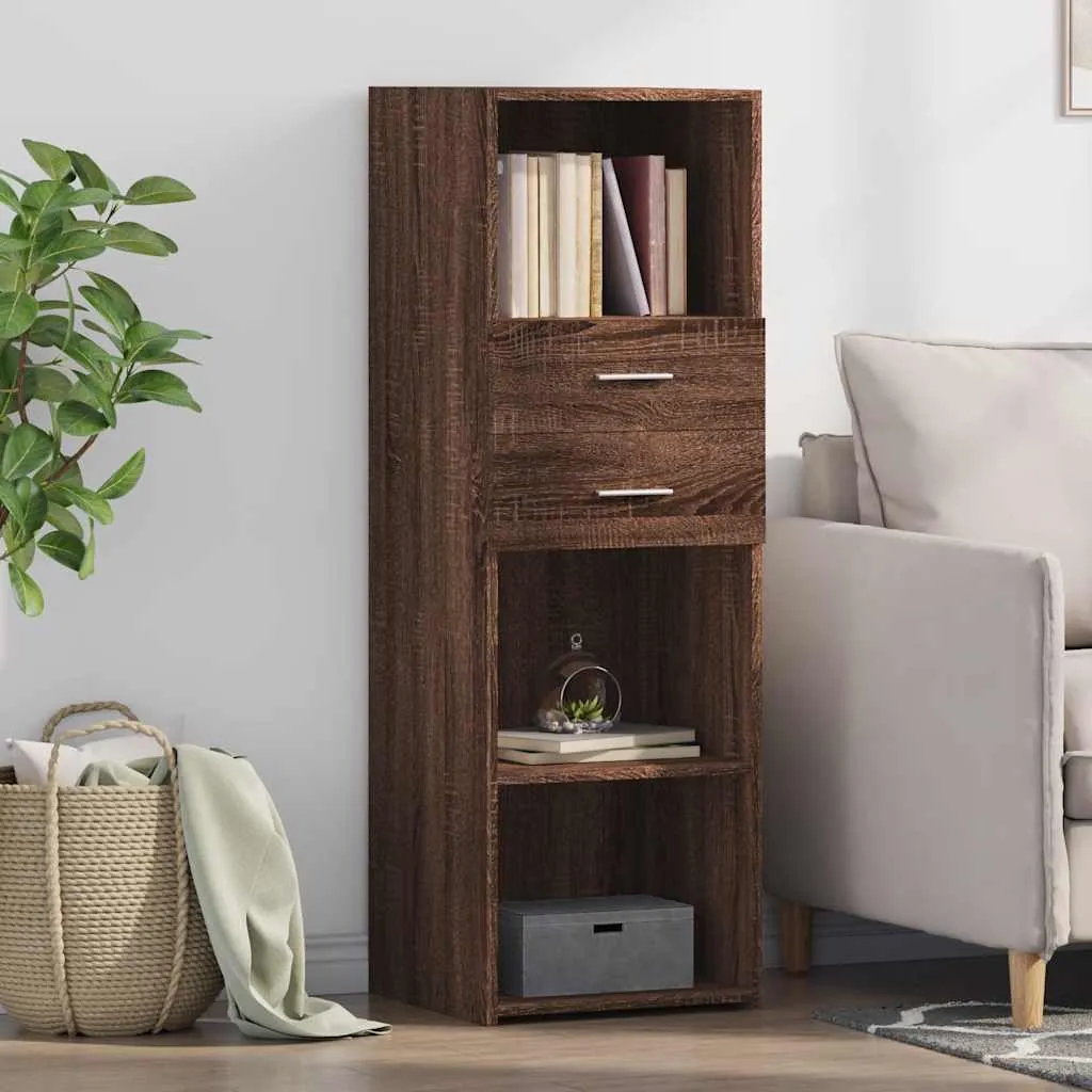 Klassisches Highboard 40 x 42,5 x 124 cm Braun Massivholz-Optik