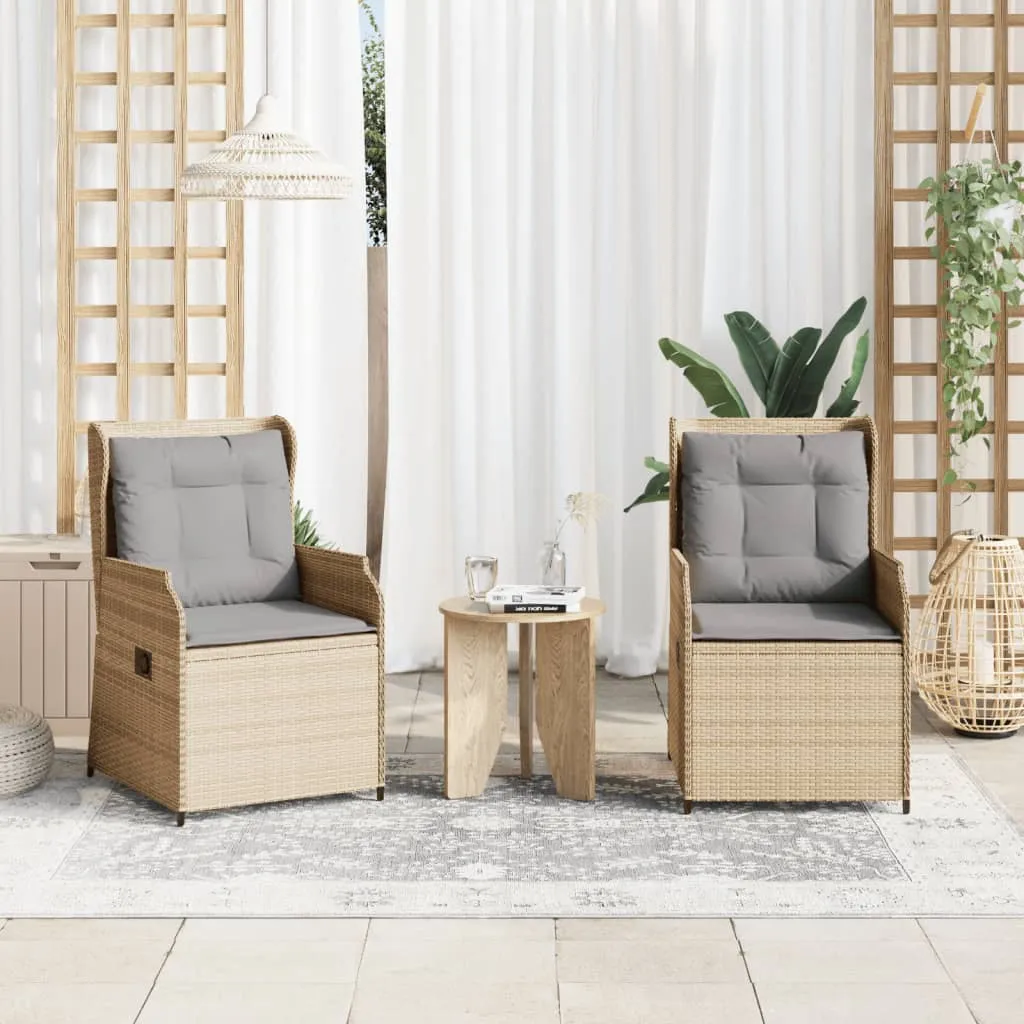Verstellbarer Gartenstuhl 55x67x95 cm Beige aus PE-Rattan und Stahl