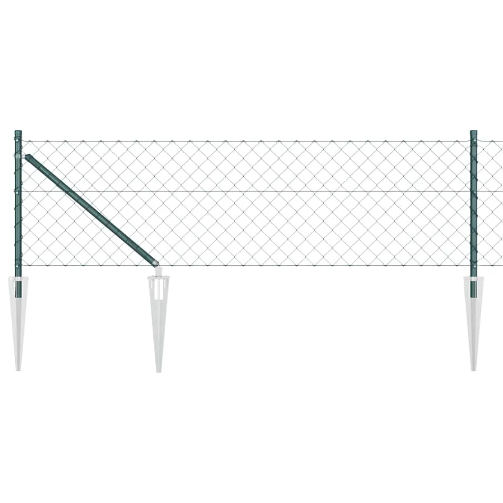 Zaunpfosten-Set aus Stahl Grün 2500 x 3,2 x 80 cm