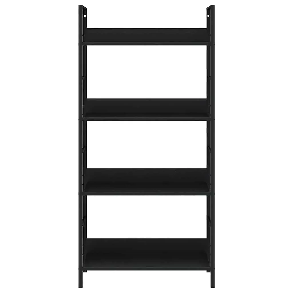 Schwarzes Standregal aus Holzwerkstoff und Stahl 60x27,6x124,5 cm