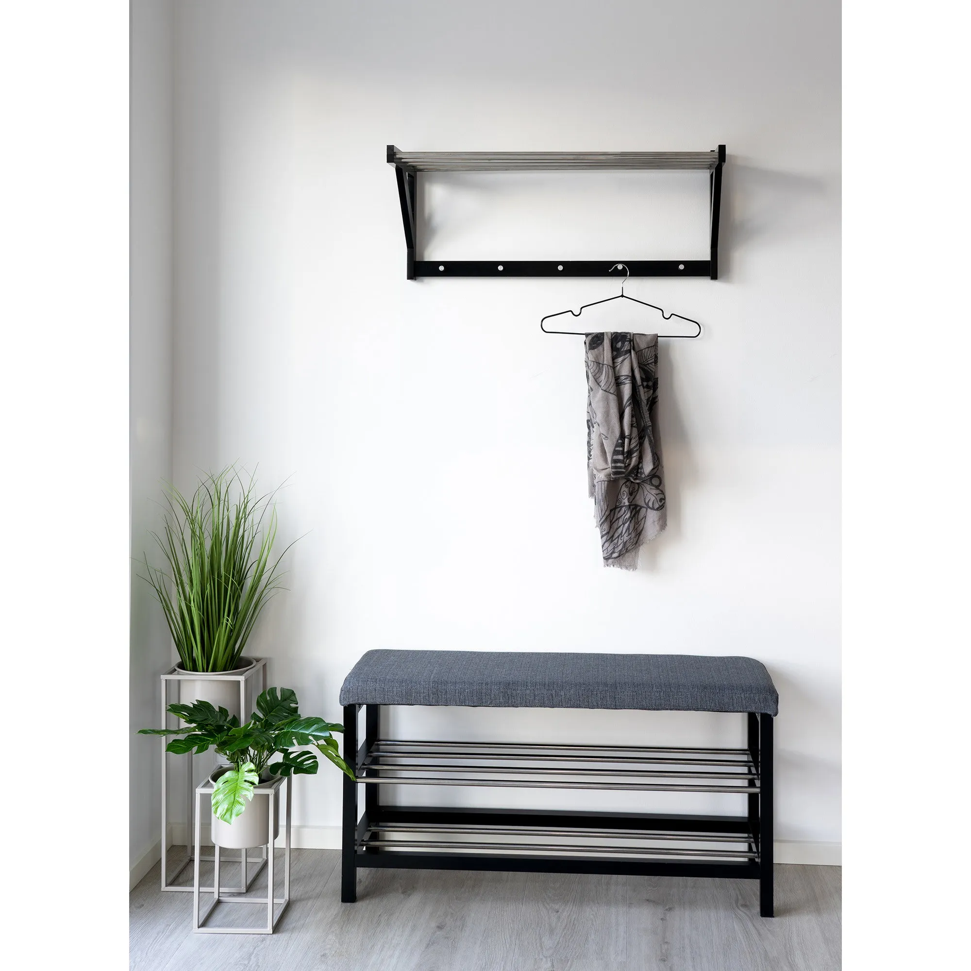 tinkaro Padova Hutregal Holz-Stahl 78x32x34 cm Schwarz