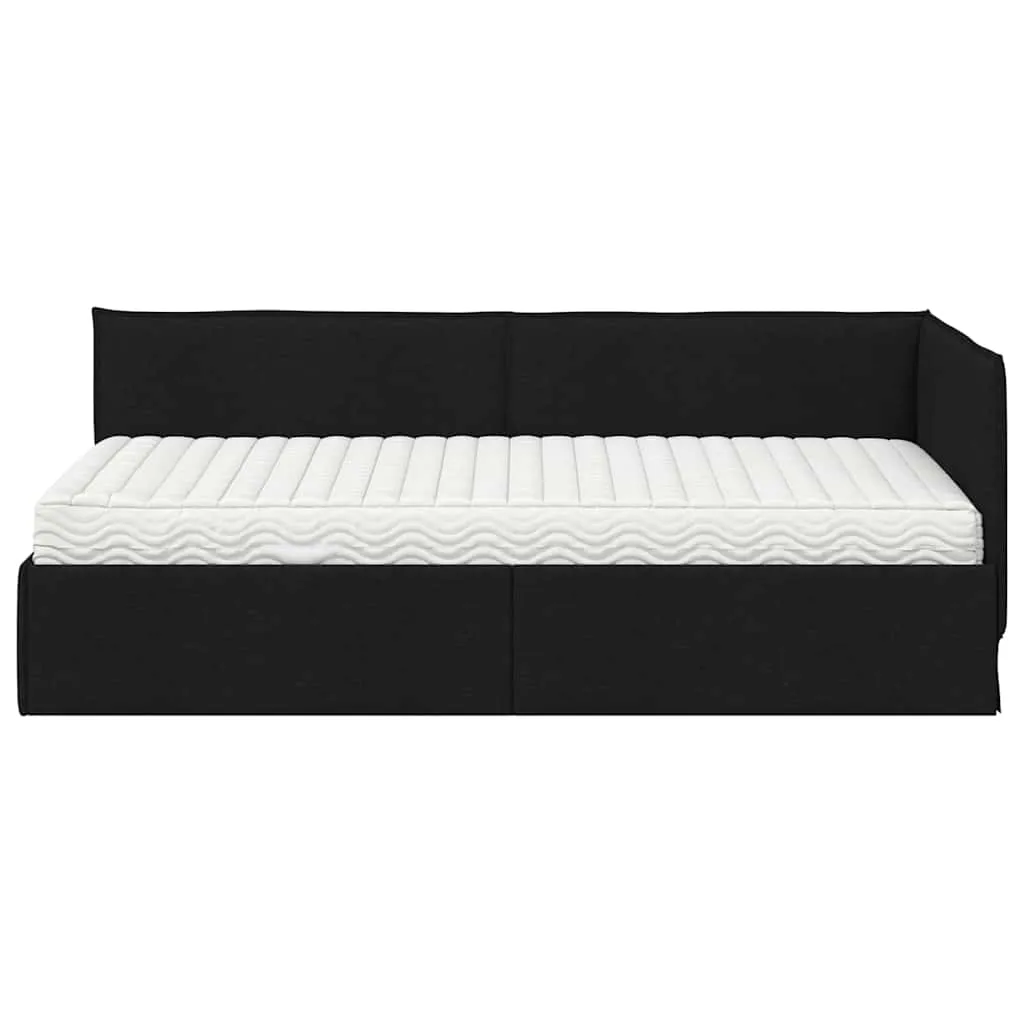Eckbett mit Matratze 204 x 84 x 74 cm Schwarz
