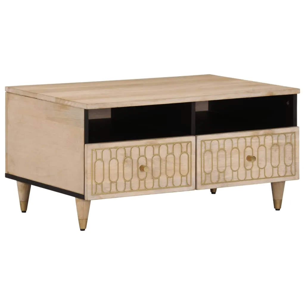 Stilvoller Couchtisch aus Vollholz 80 x 54 x 40 cm