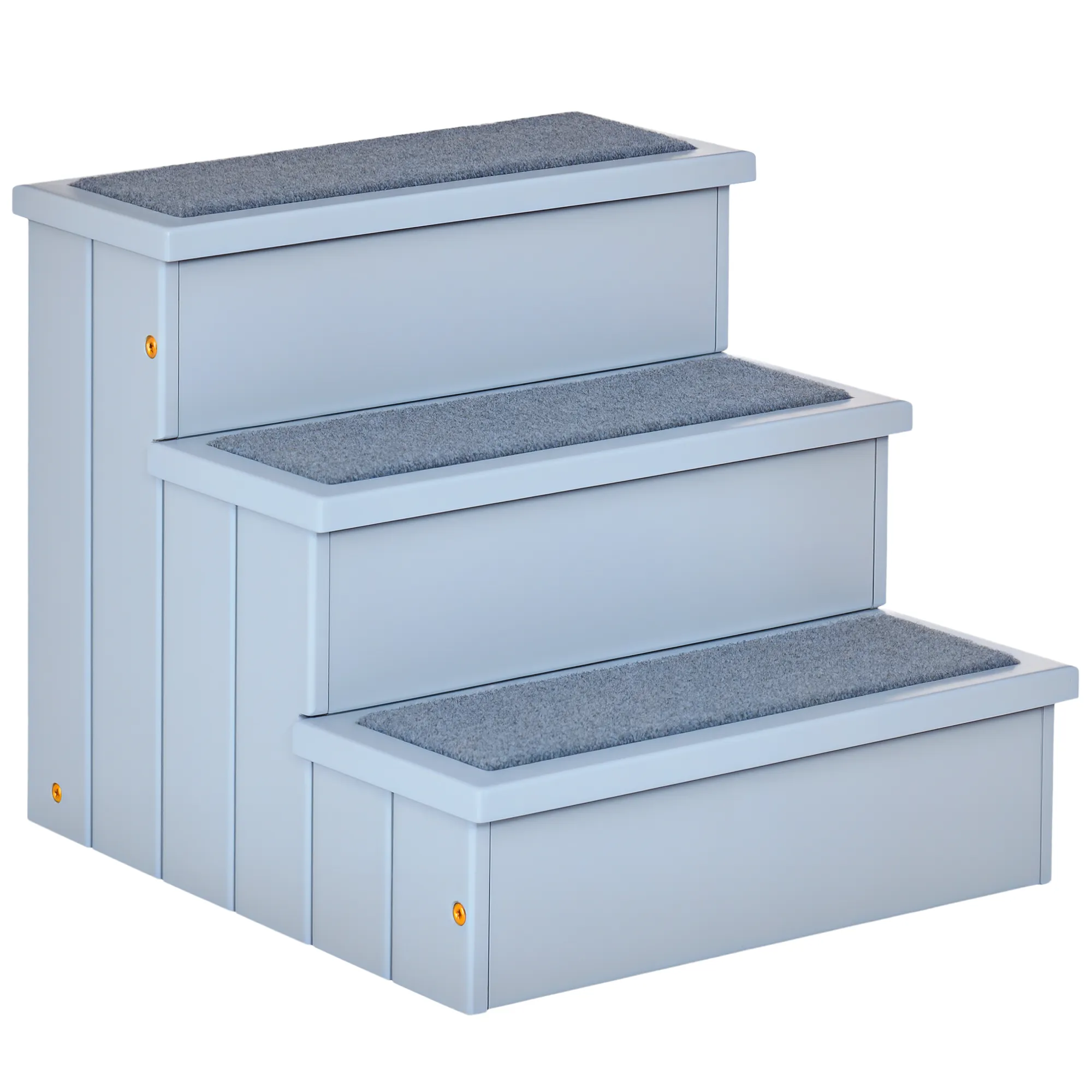 Hundetreppe 3 Stufen 38 cm Hoch Haustiertreppe für kleine bis mittelgroße Hunde Katzentreppe Hunderampe Einstiegshilfe für Bett, Sofa, Couch und Auto Grau