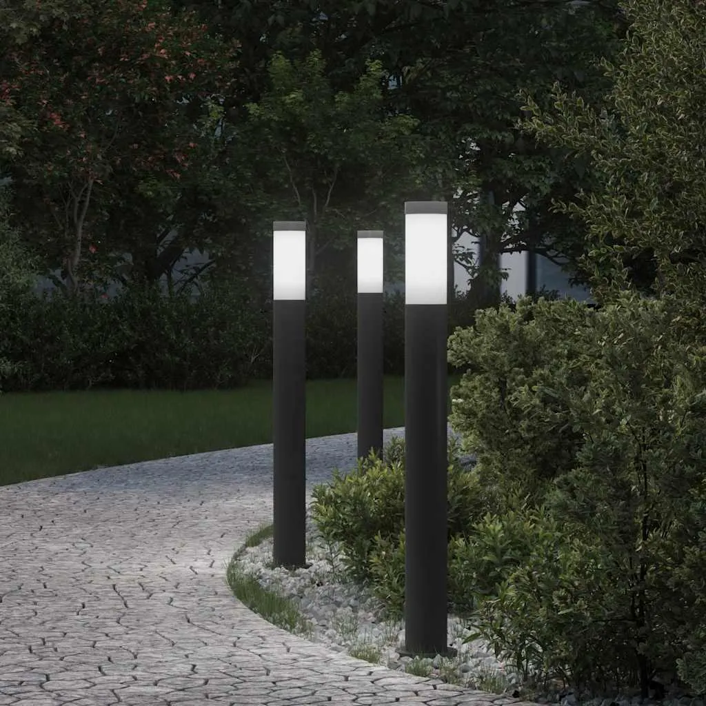 Schwarze Edelstahl Pollerleuchte 11x80 cm mit IP44 Schutzart