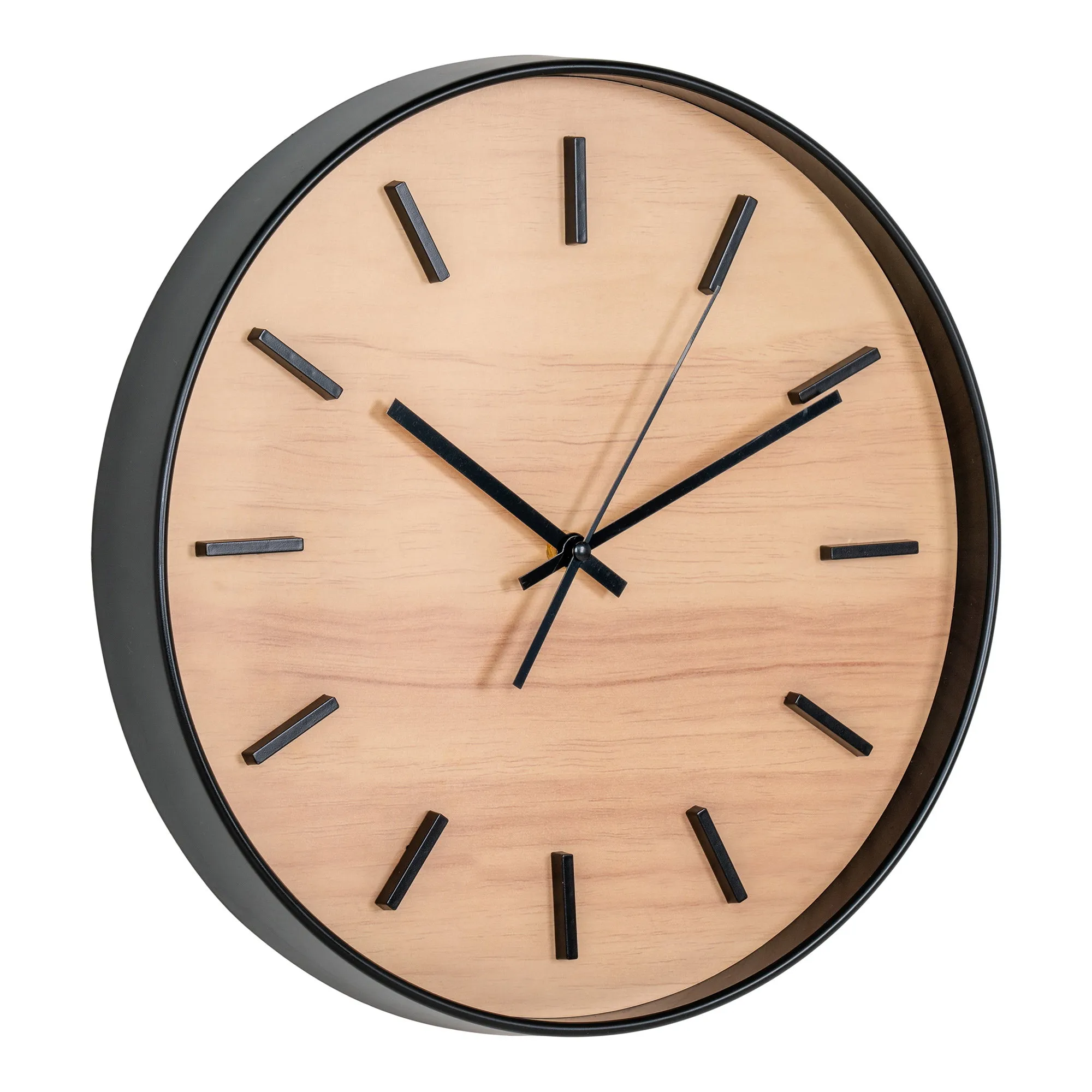 tinkaro Wanduhr Camden Glas, Kunststoff Schwarz / Natur