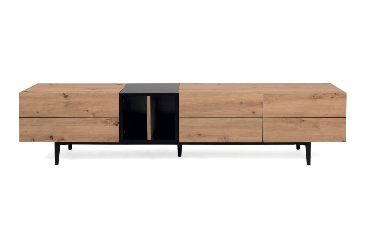 finori TV-Board Nola 195 cm Dekor Artisan Oak schwarz Lowboard Fernsehertisch finori TV-Board Nola 195 cm Dekor Artisan Oak schwarz Lowboard Fernsehertisch