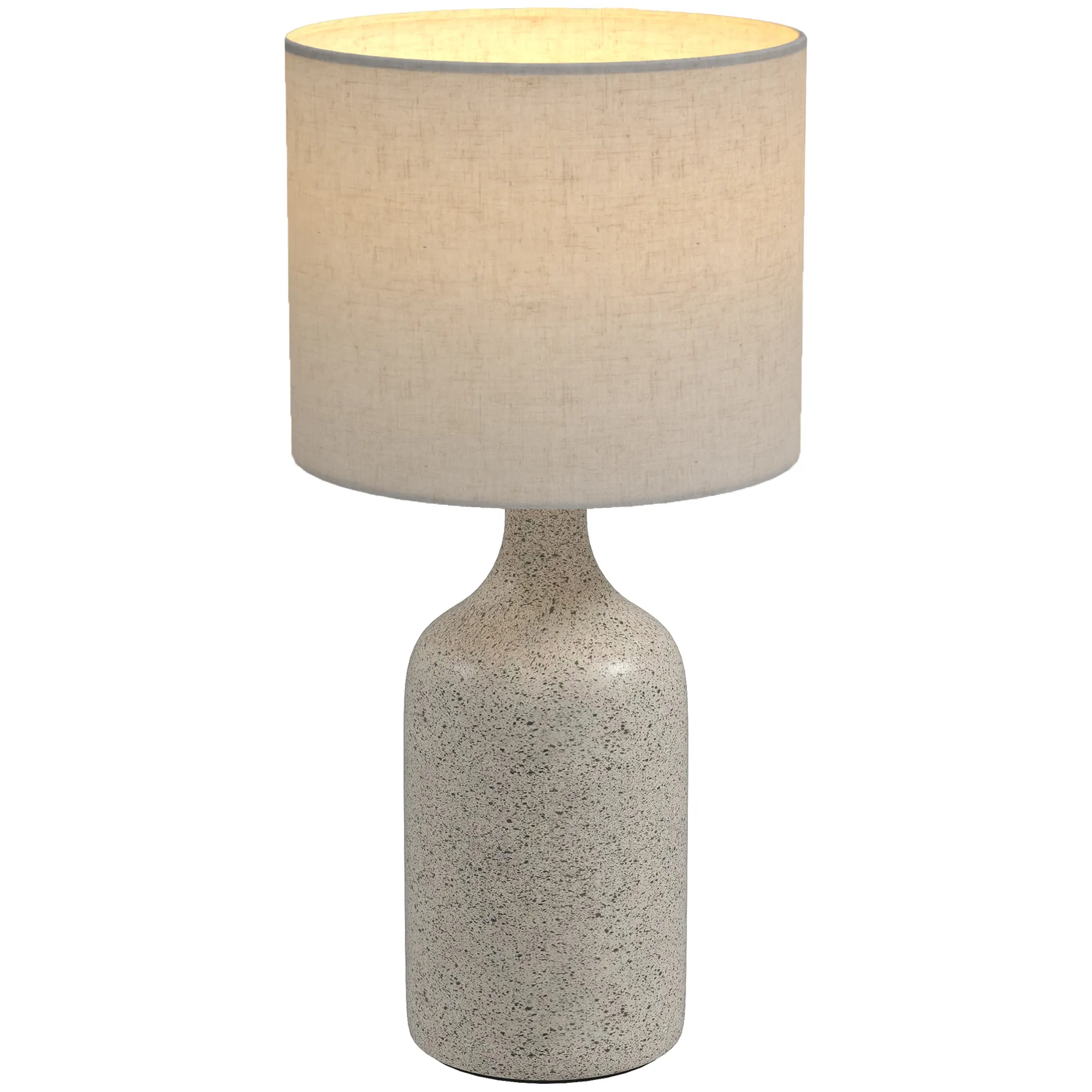 Tischlampe mit Keramiksockel und Leinenschirm, 45 cm, Sandfarben