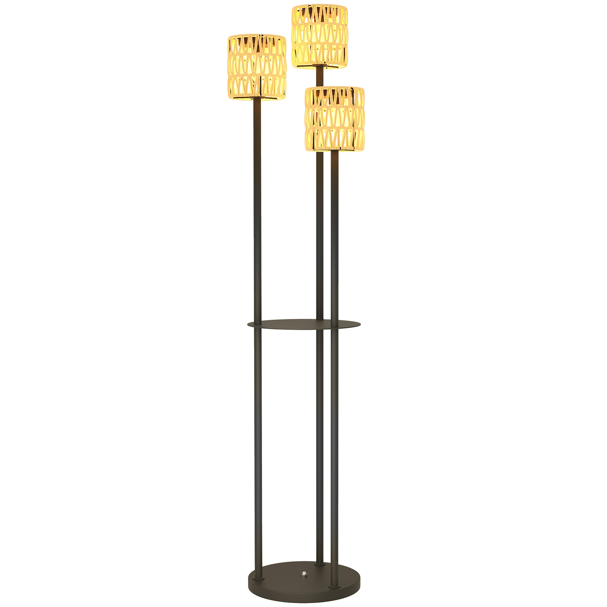 Solar Stehlampe Rattan Gartenleuchte Boho-Stil Ø37 x 144 cm Gelb