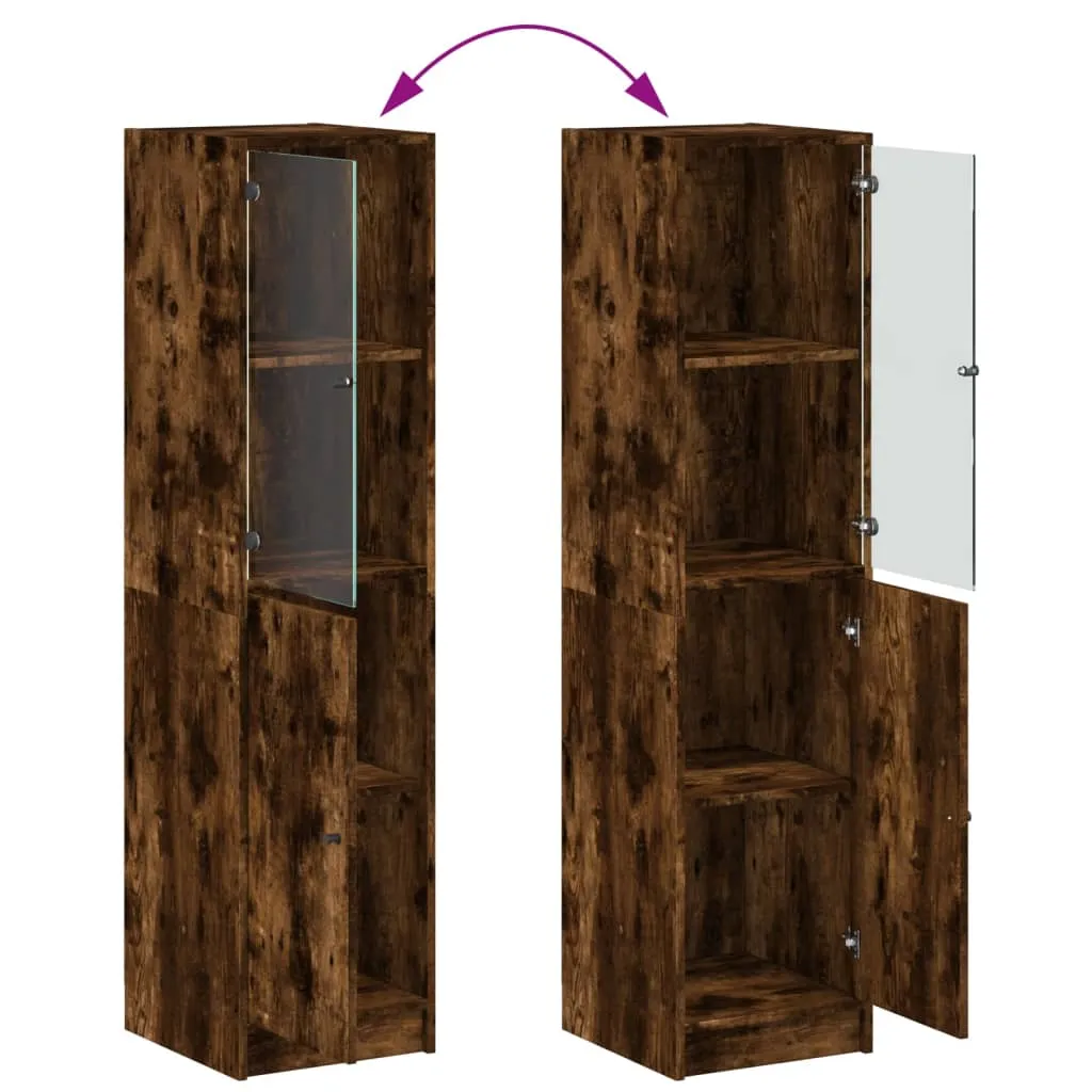 Highboard 35 x 37 x 142 cm in Räuchereiche mit Glasfront