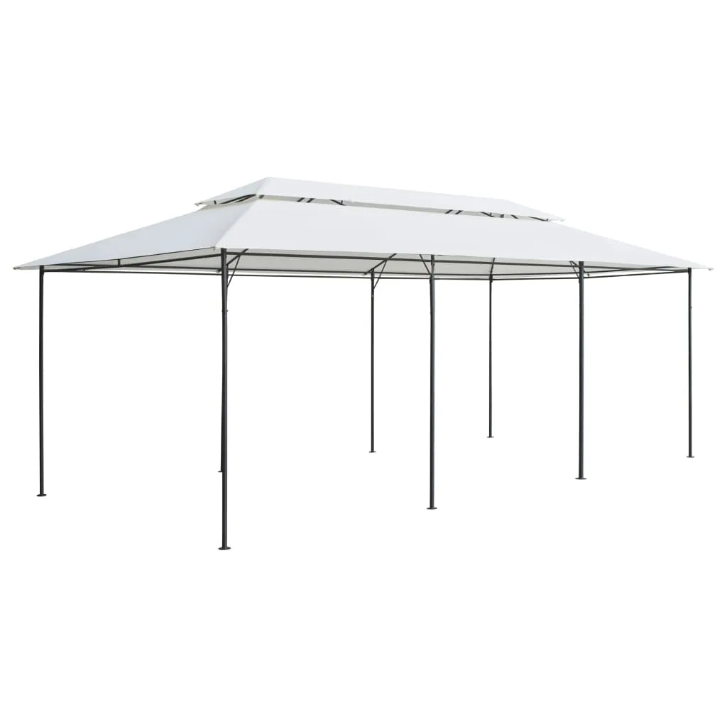 Gartenpavillon Weiß 600 x 298 x 270 cm mit Stahlrohrrahmen