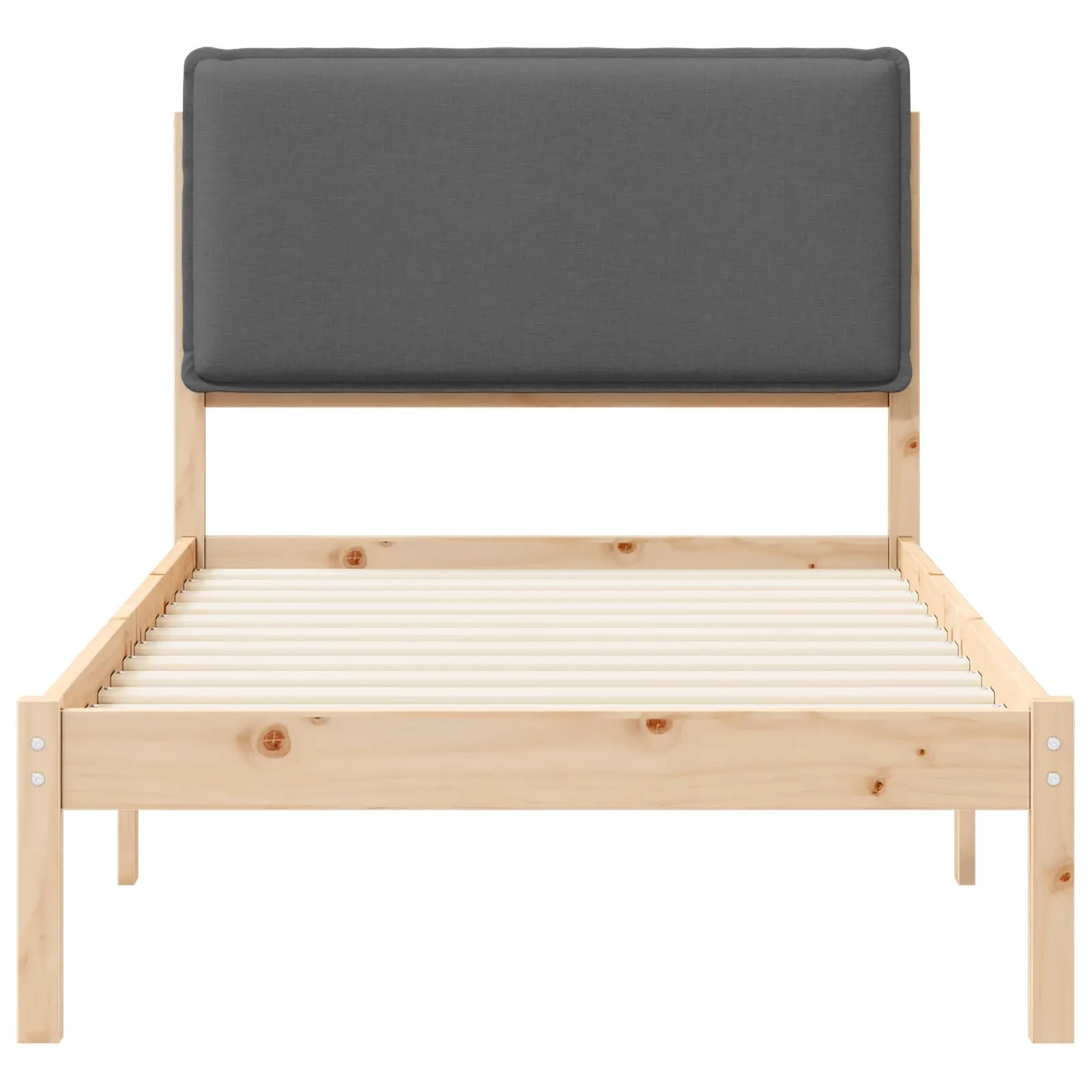 Bettgestell mit gepolstertem Kopfteil 75 x 190 cm Dunkelgrau