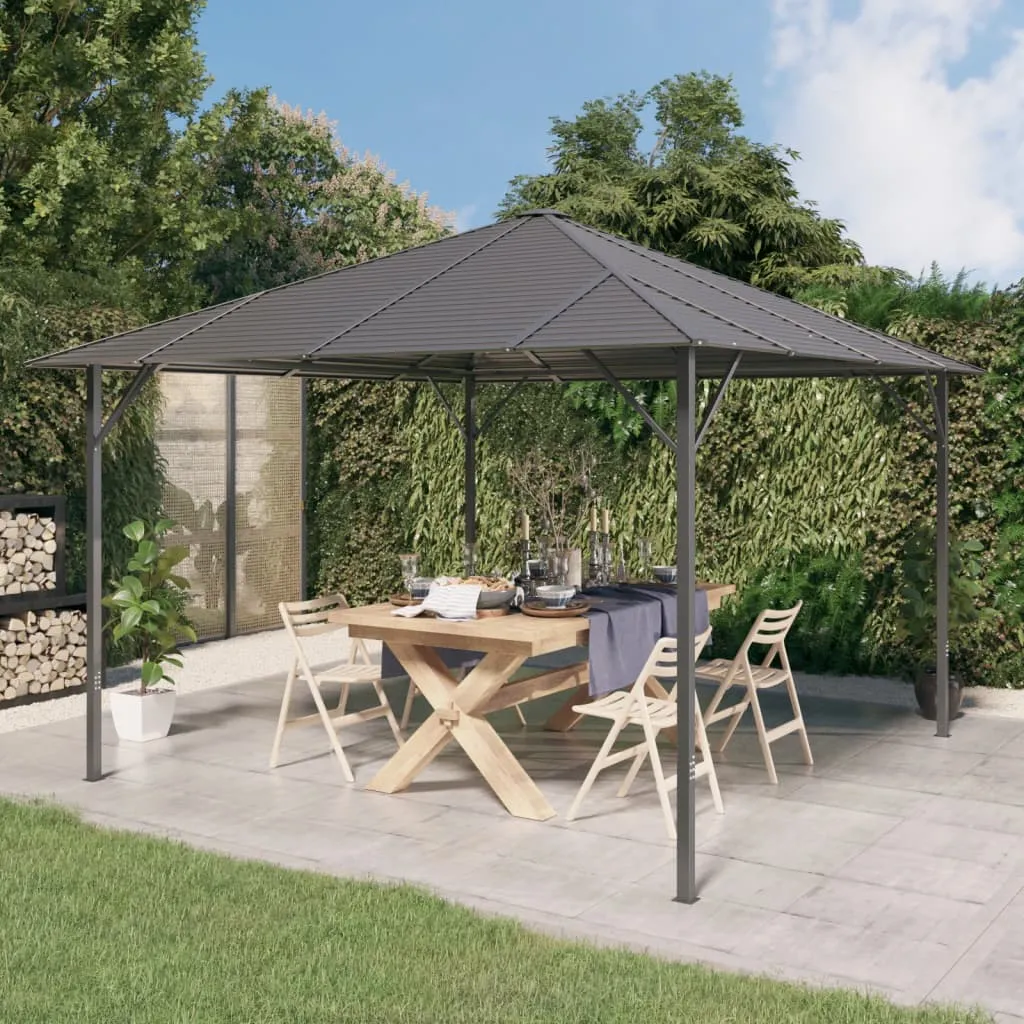 Gartenpavillon 3x3 m Anthrazit mit verzinktem Stahlrahmen und Polyesterdach