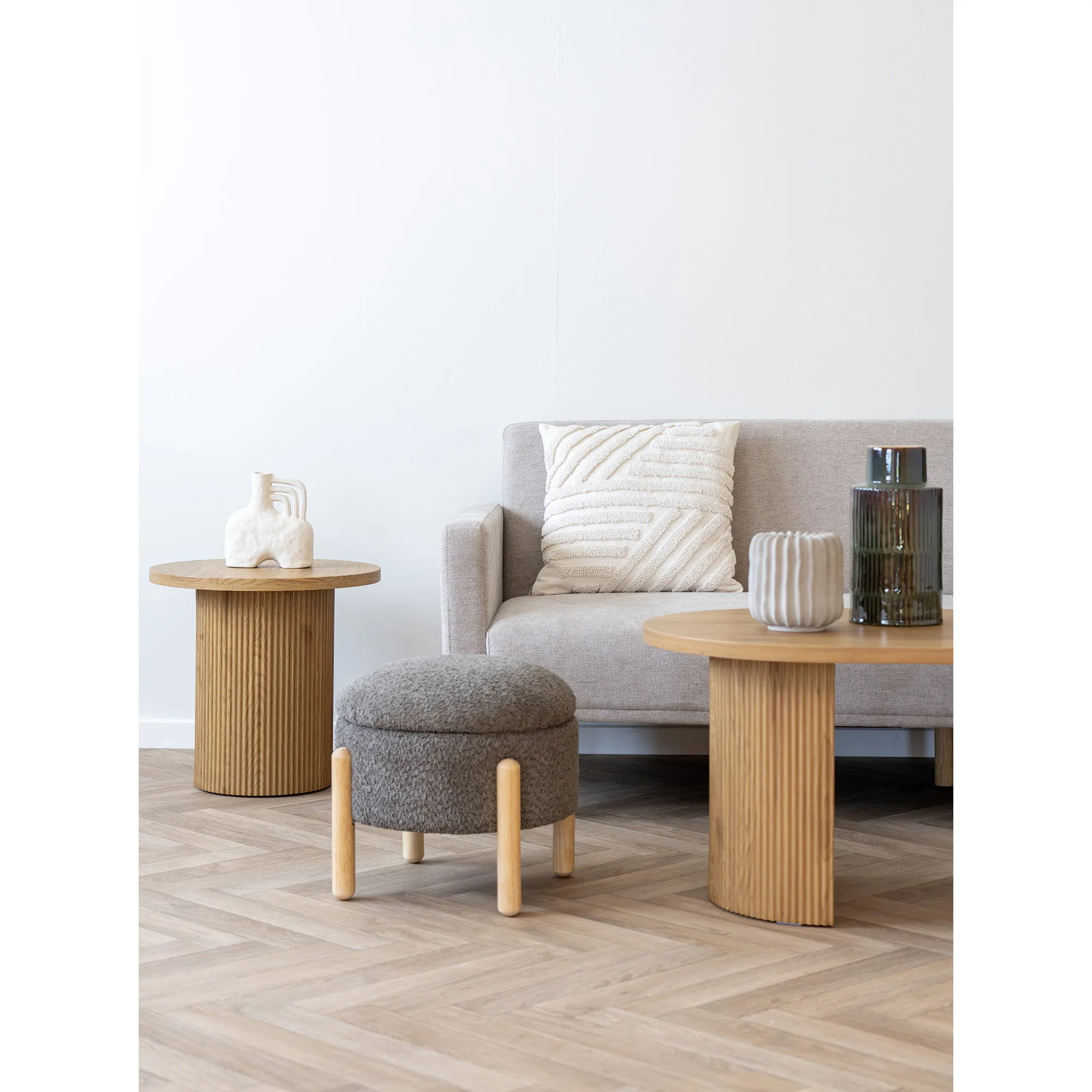 tinkaro Medas Pouf mit Stauraum ø45x36 cm Braun/Natur