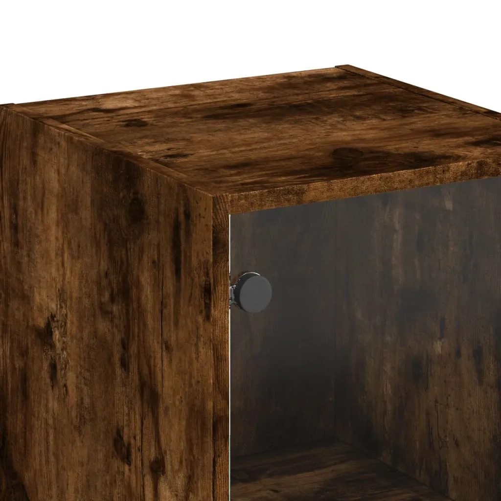 Highboard 35 x 37 x 142 cm in Räuchereiche mit Glasfront