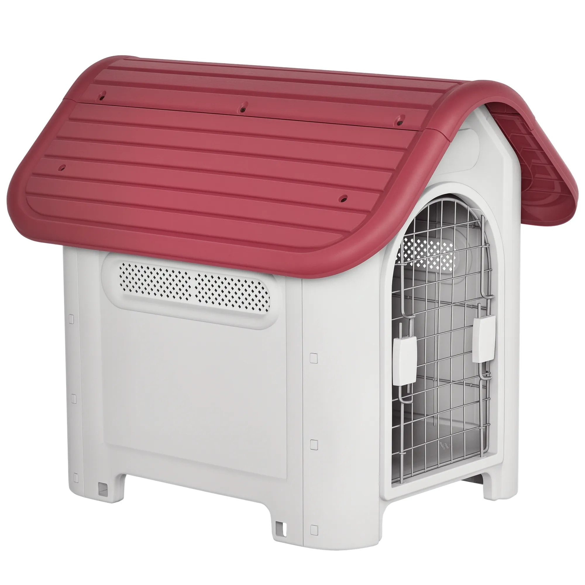 Hundehütte Rot+Hellgrau 59B x 75T x 66H cm für kleine Hunde