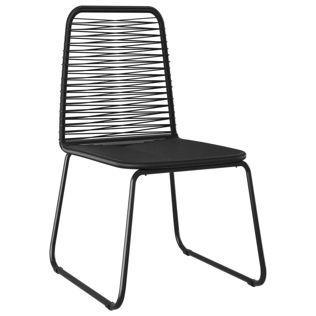 Garten-Essgruppe Tisch 150x90x74 cm Schwarz/Braun, Stühle 54x59x91 cm Schwarz