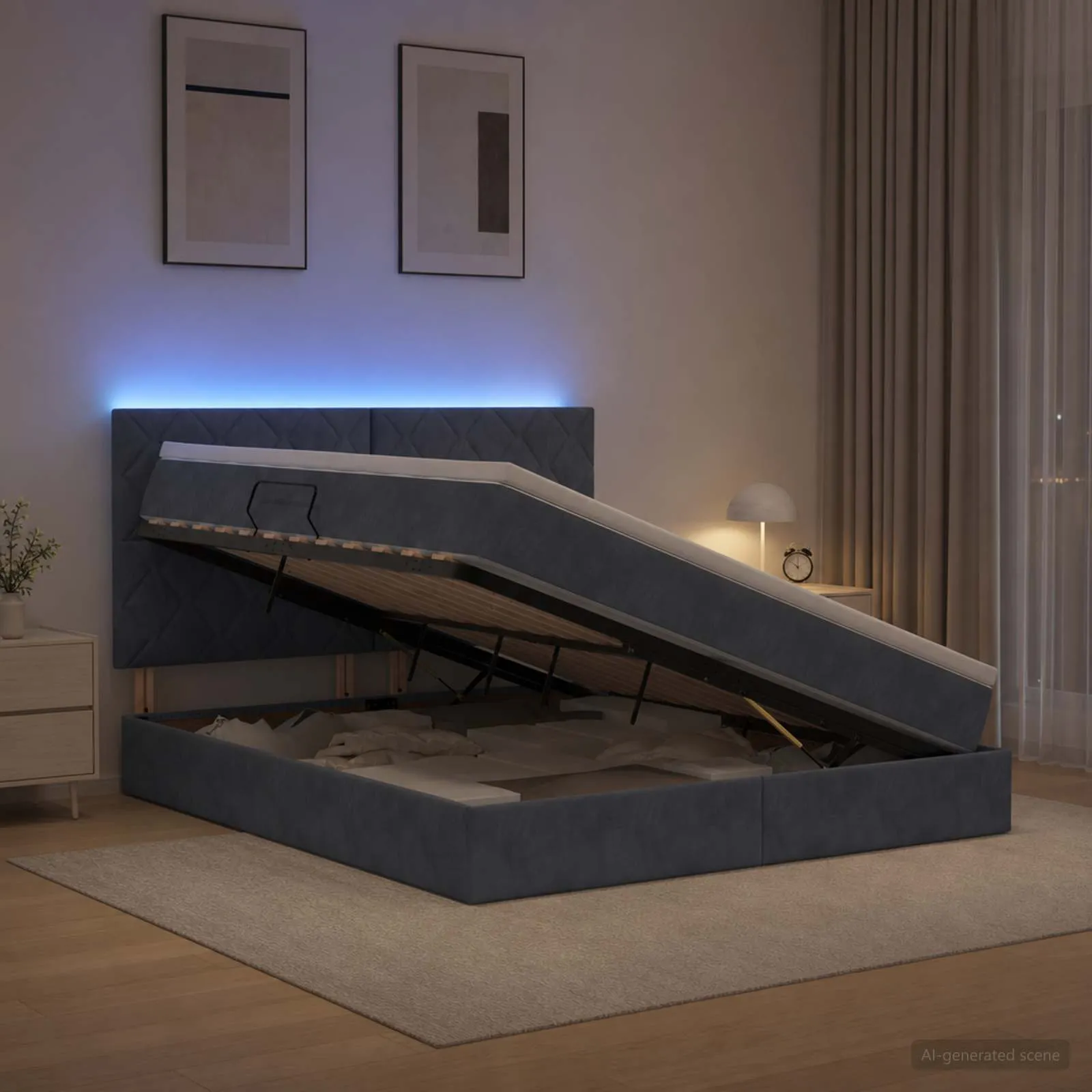 Stauraumbett mit Matratze 180x200 Dunkelgrau