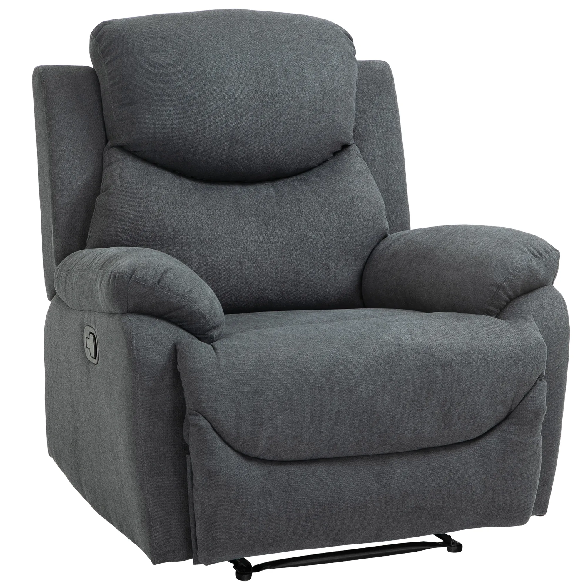 Sessel mit Liegefunktion für Wohnzimmer, 150° neigbar, Leinenoptik, Dunkelgrau