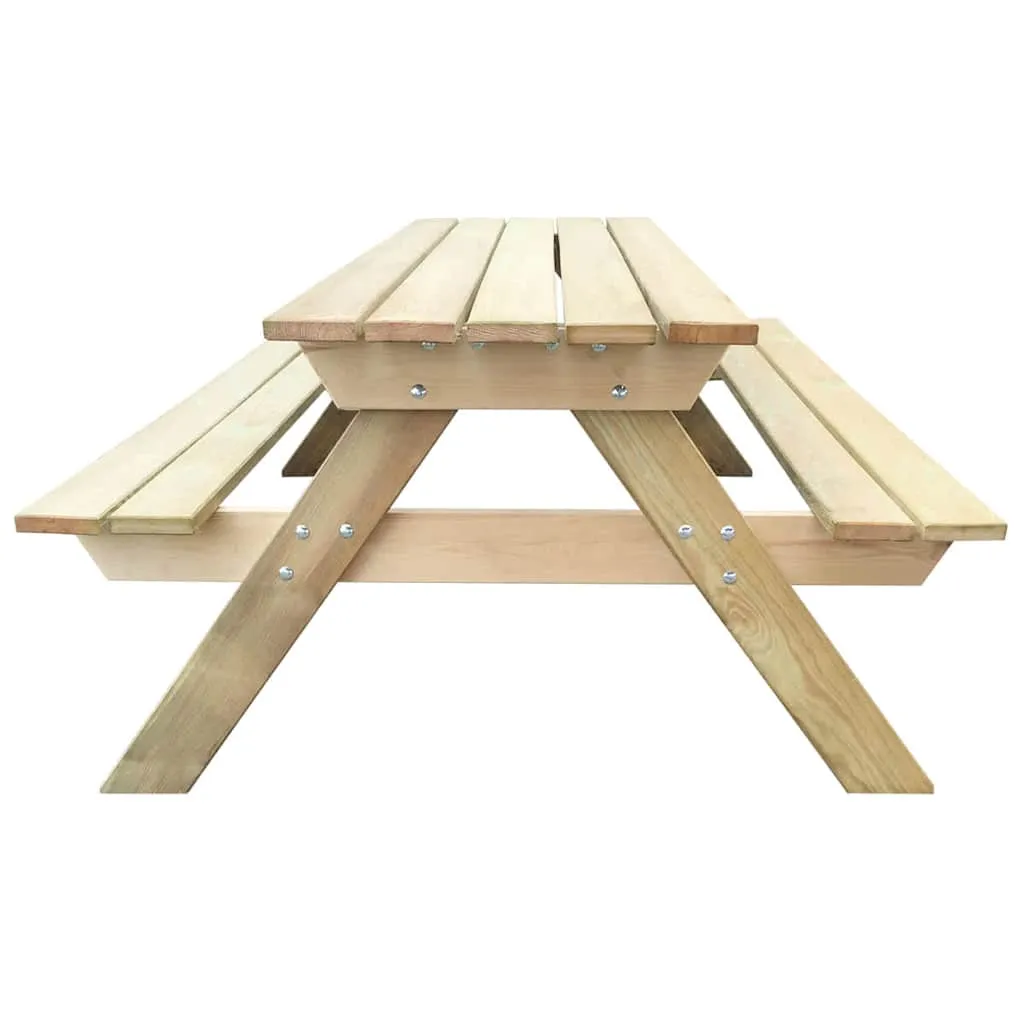 Picknicktisch aus grün imprägniertem Massivholz 150x135x71,5 cm