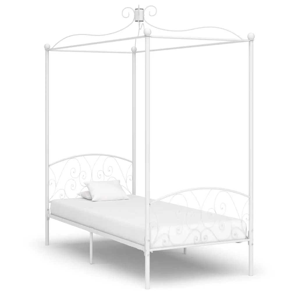 Weißes Himmelbett-Gestell Metall 211x109x227 cm