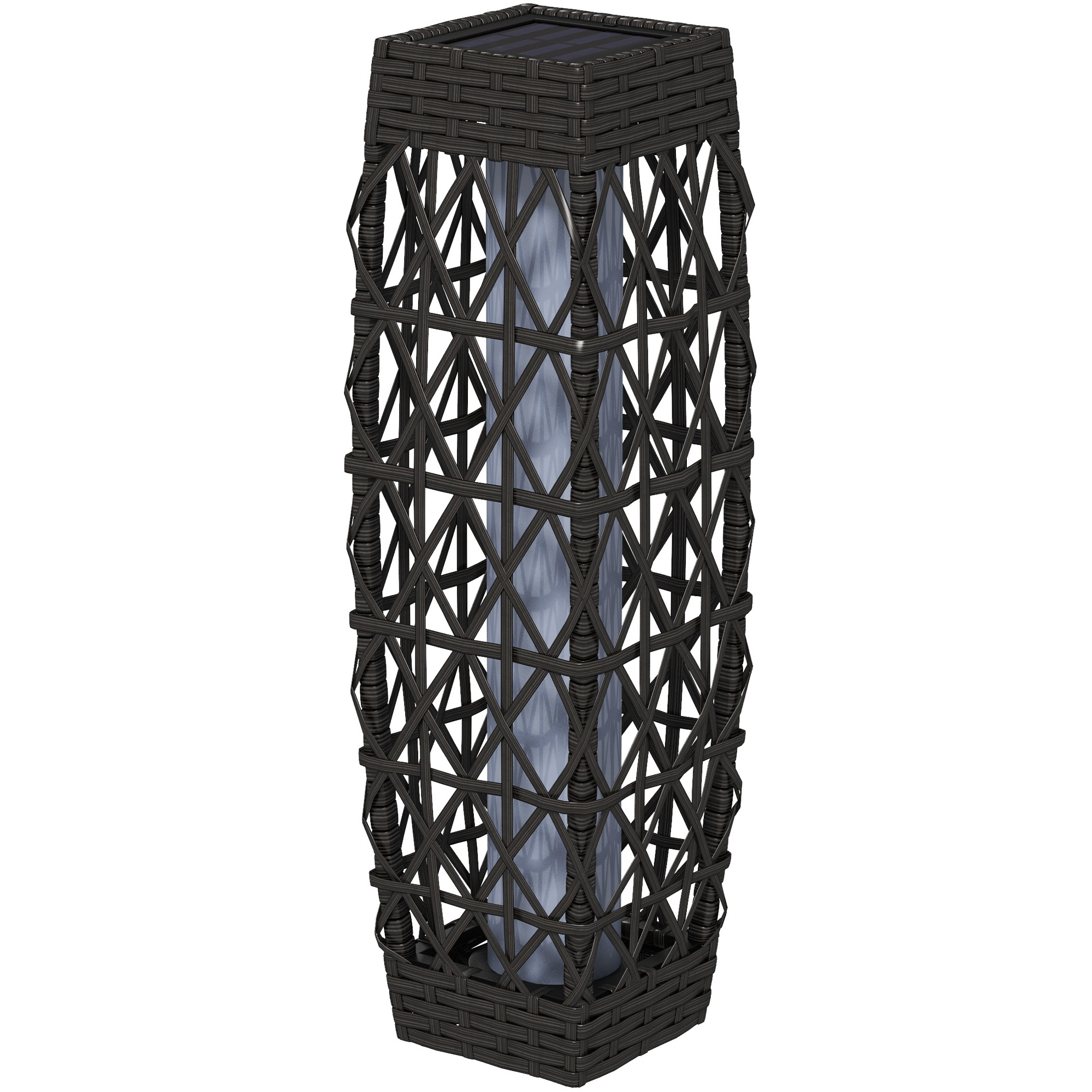 Solar Gartenleuchte Rattan Stehleuchte Grau 20x20x68cm