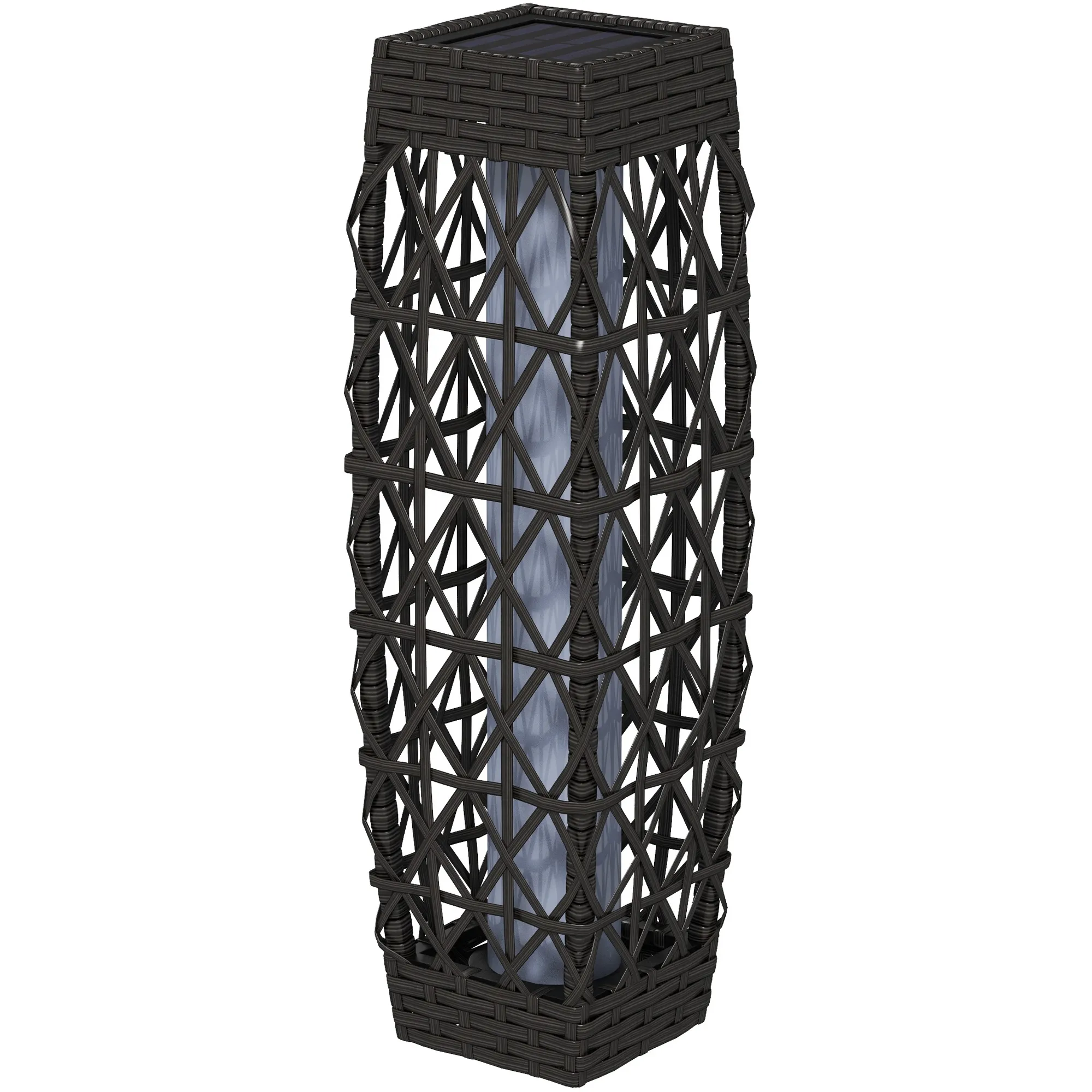 Solar Gartenleuchte Rattan Stehleuchte Grau 20x20x68cm