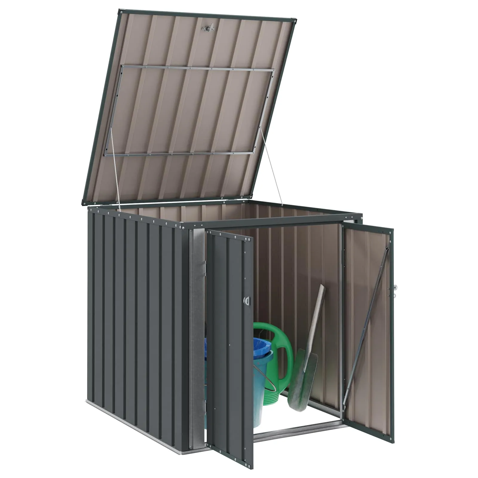 Abschließbare Gartenbox aus Stahl 101,5x107x100 cm Schwarz