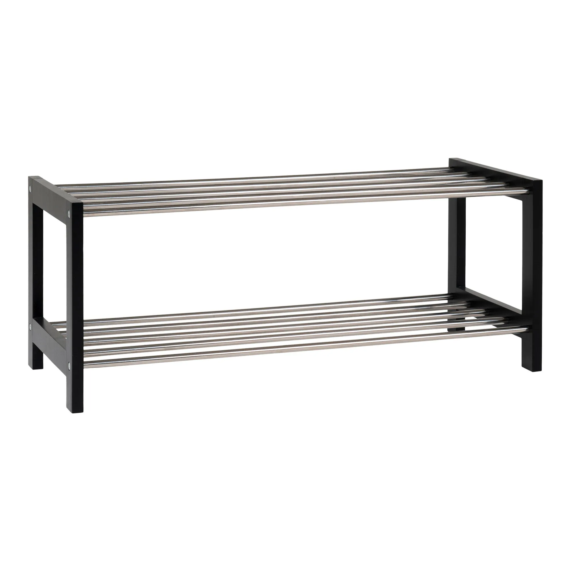 tinkaro Schuhregal Padova 2 Ebenen 78x34x32 cm Schwarz