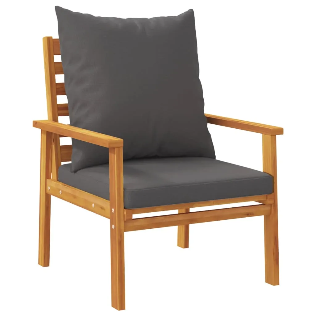 Outdoor-Sessel aus Echtholz mit Kissen, 68x65x81 cm, Dunkelgrau